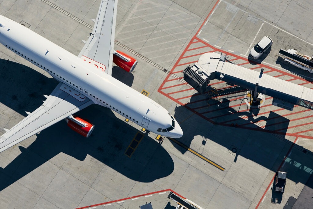 Aerial,View,Of,Plane.,Airplane,In,Front,Of,The,Passenger
